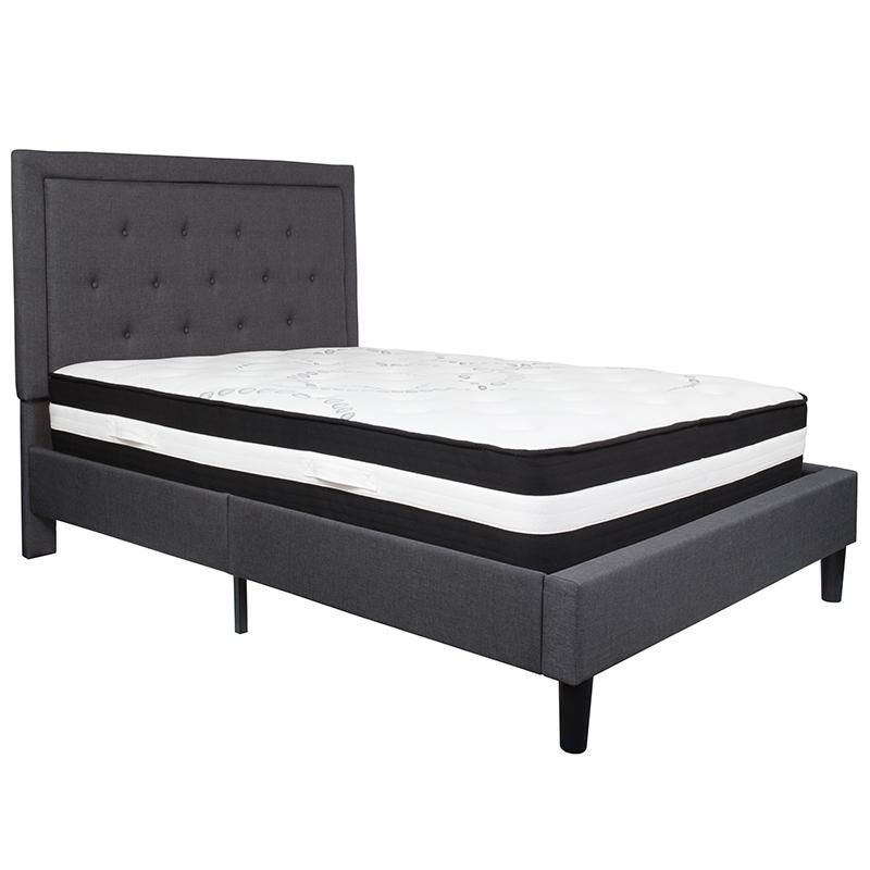 Hesse Burlington Full Beige Fabric Upholstered Bed with Mattress – Tufted Headboard & Pocket Spring Support
