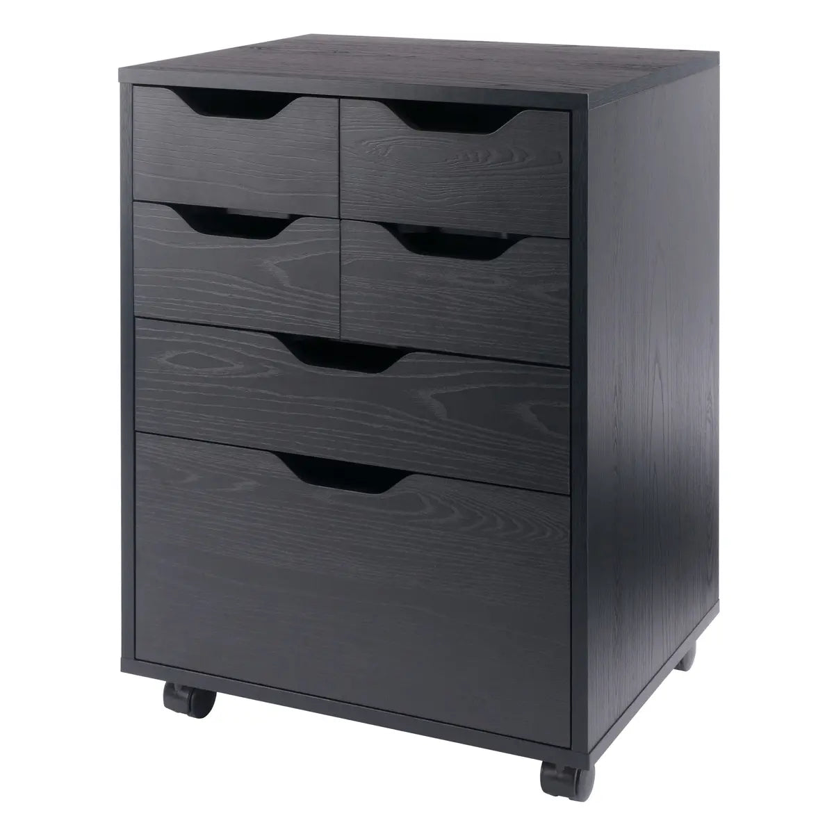 Norfolk 4 Bins, 2 Drawer Mobile Cabinet, Black Finish