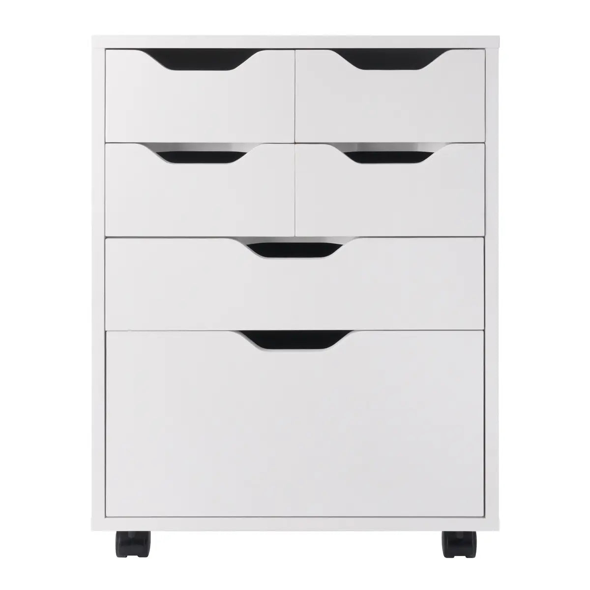 Norfolk 4 Bins, 2 Drawer Mobile Cabinet, White Finish