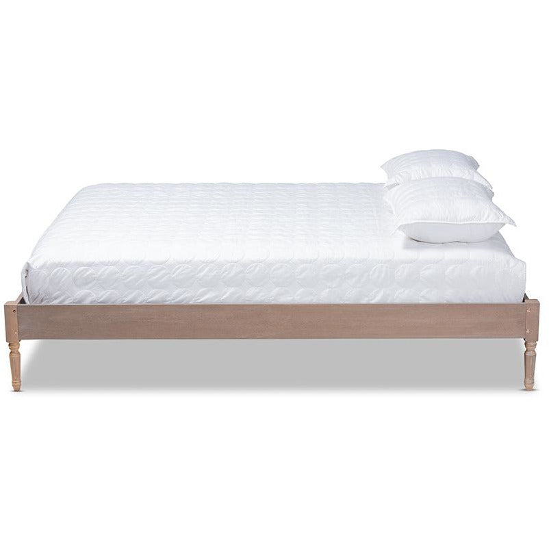 Colette Bohemia Antique Oak Finished Queen Size Platform Bed Frame