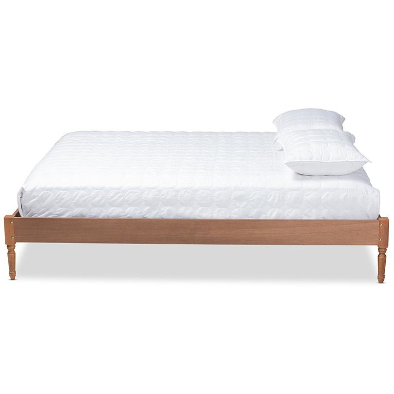 Colette French Bohemian Ash Walnut Finished Wood King Size Platform Bed Frame