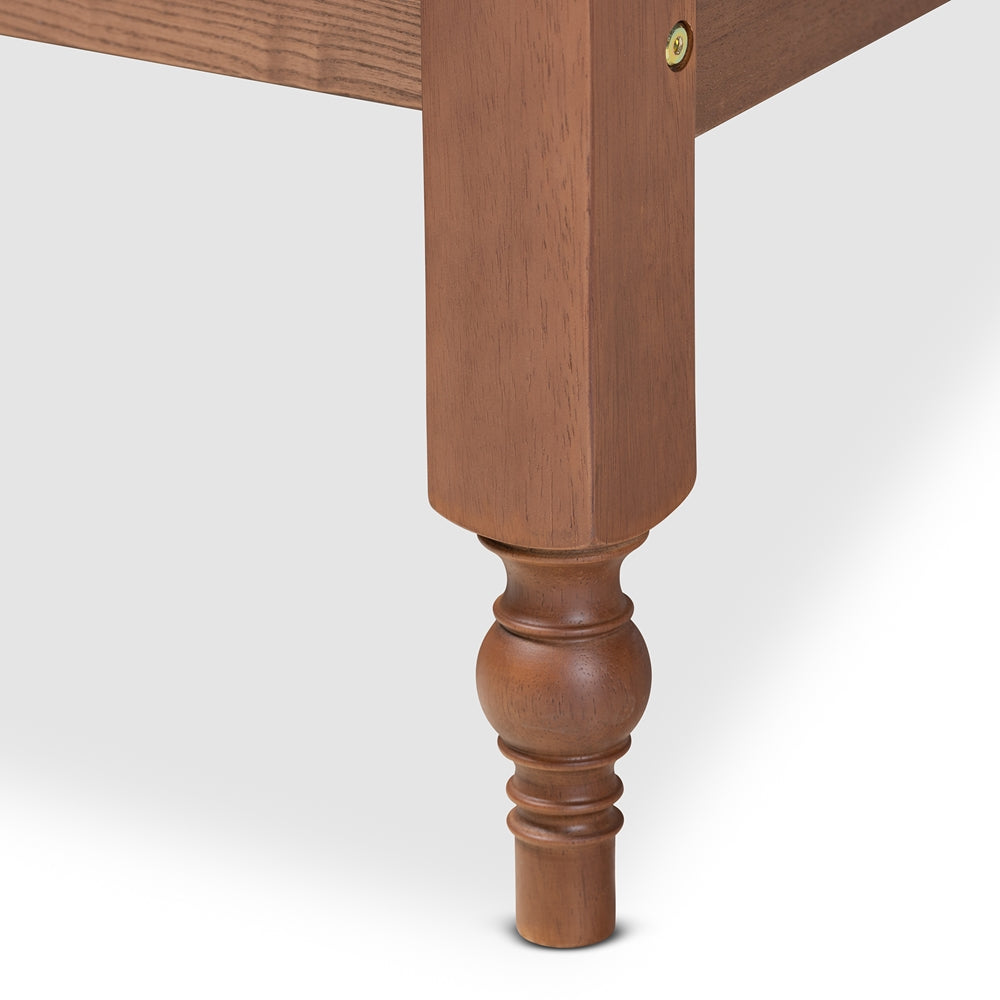 Laure French Bohemian Ash Walnut Finished Wood King Size Platform Bed Frame