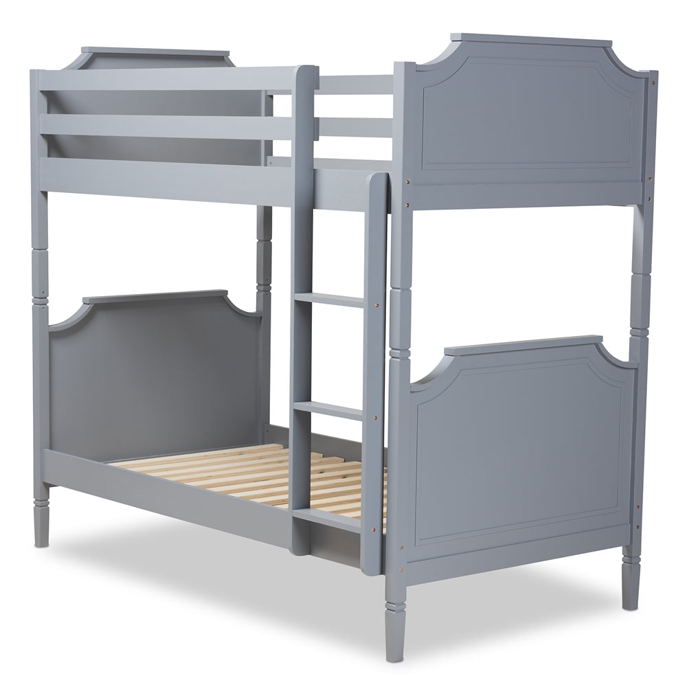 Mariana Traditional Transitional Grey Finished Wood Twin Size Bunk Bed