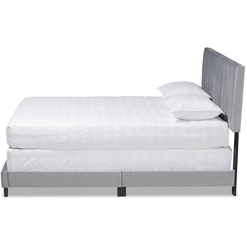 Clare King Size Bed Grey Velvet with Tufted Headboard
