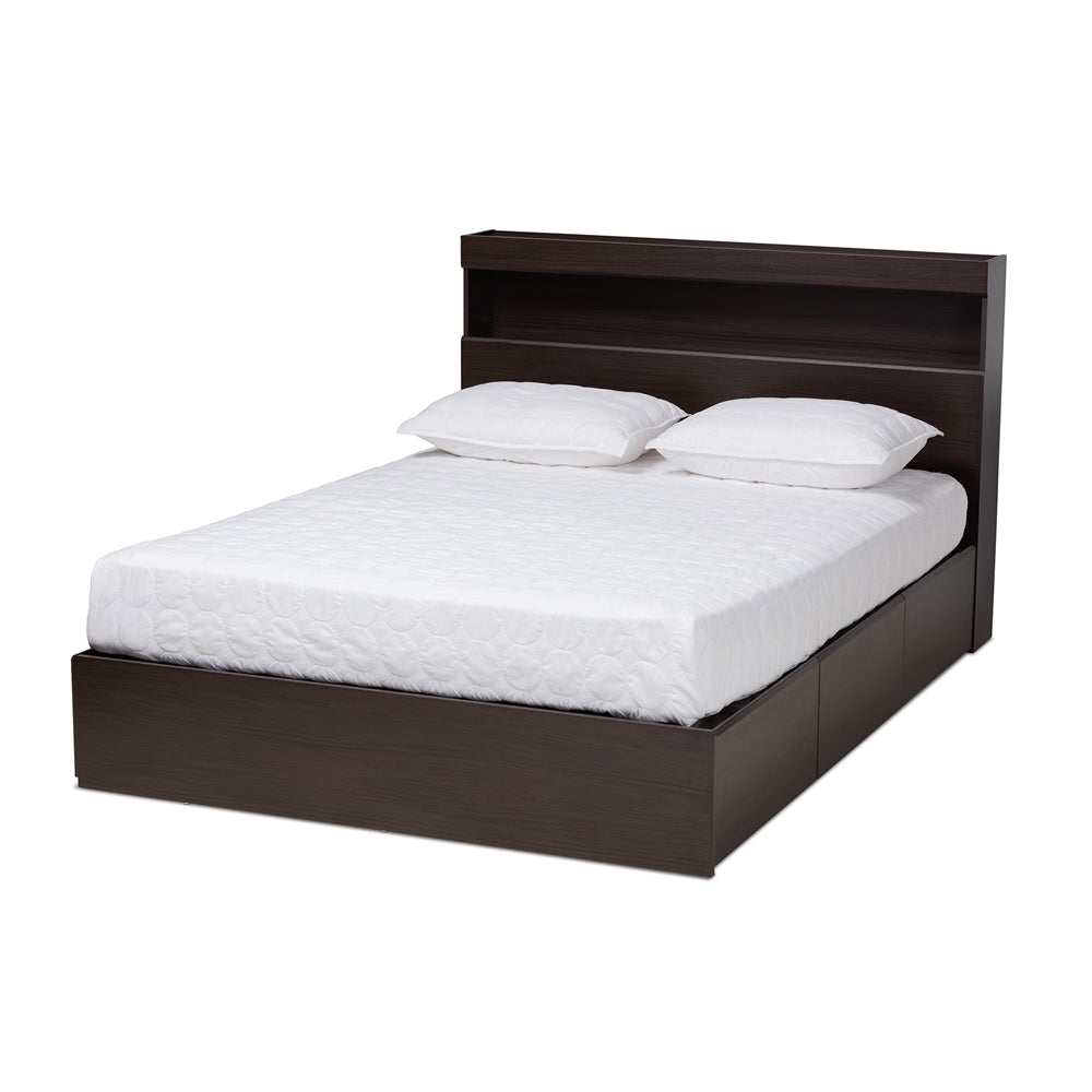 Blaine Dark Brown Finished Wood Queen Size 6-Drawer Platform Storage Bed