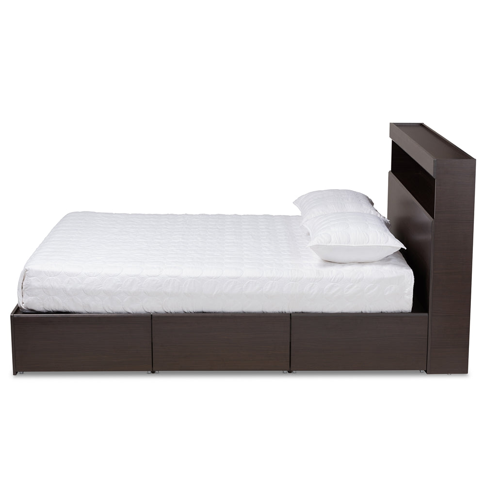 Blaine Dark Brown Finished Wood Queen Size 6-Drawer Platform Storage Bed