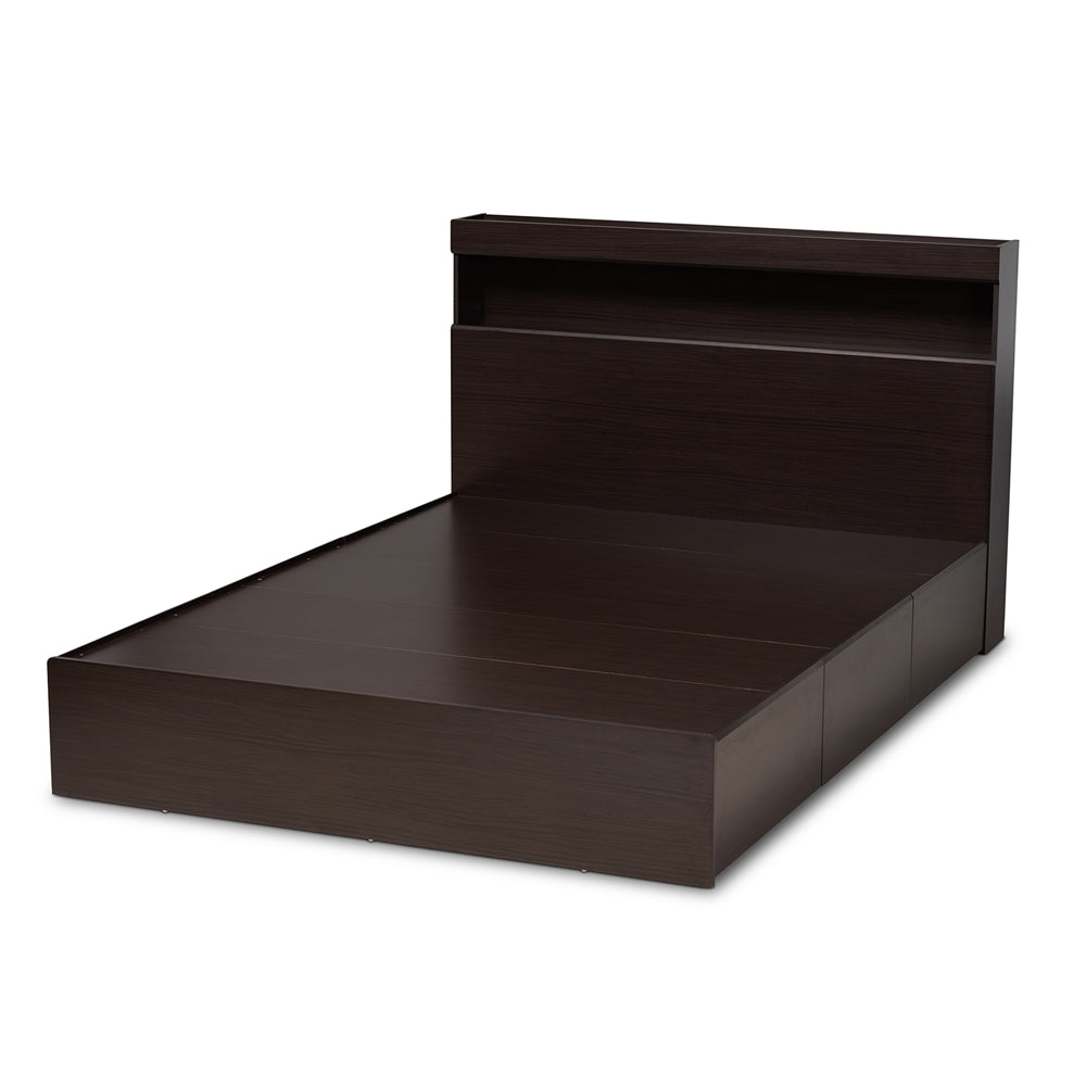 Blaine Dark Brown Finished Wood Queen Size 6-Drawer Platform Storage Bed