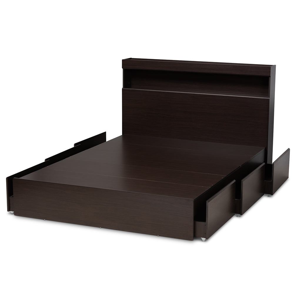 Blaine Dark Brown Finished Wood Queen Size 6-Drawer Platform Storage Bed