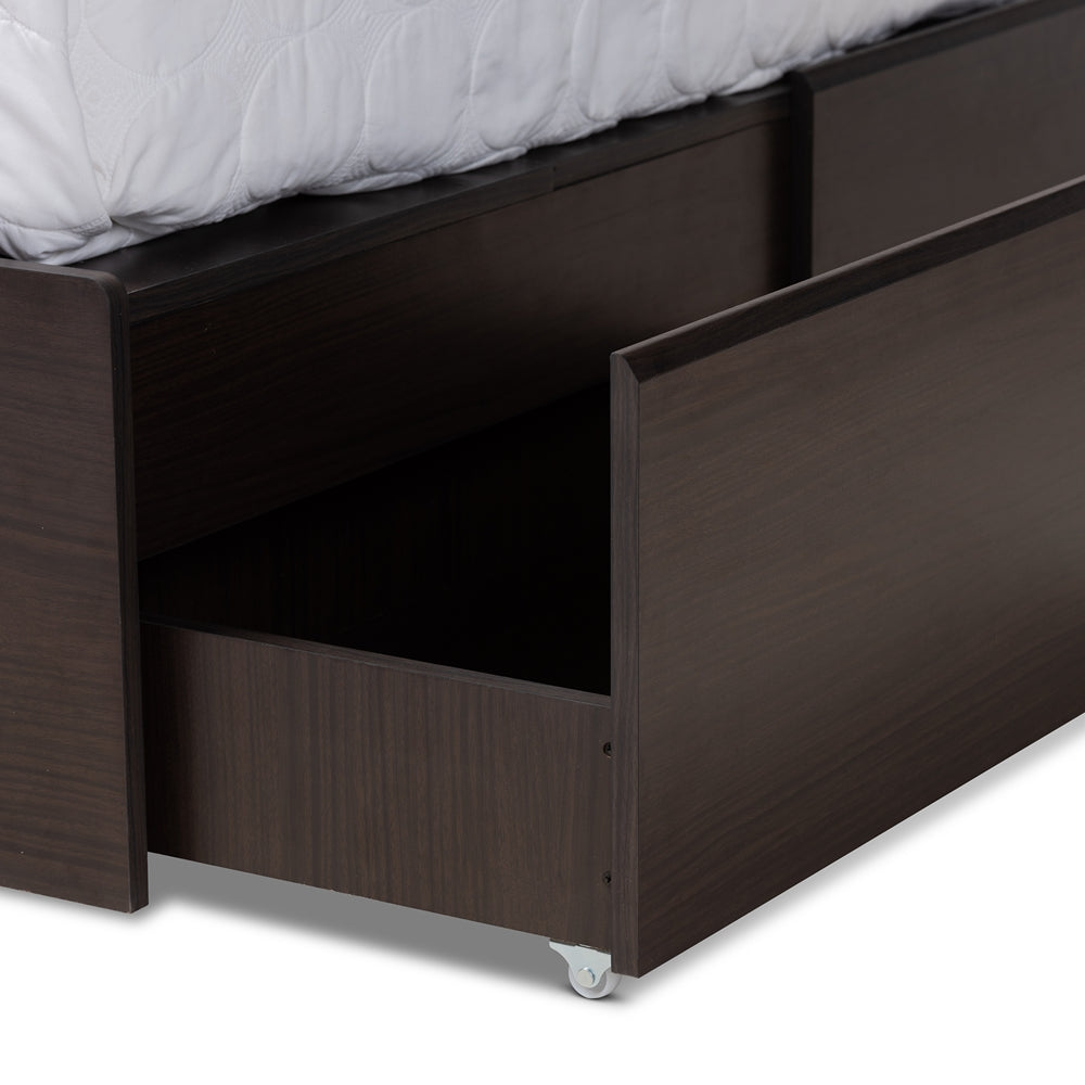 Blaine Dark Brown Finished Wood Queen Size 6-Drawer Platform Storage Bed