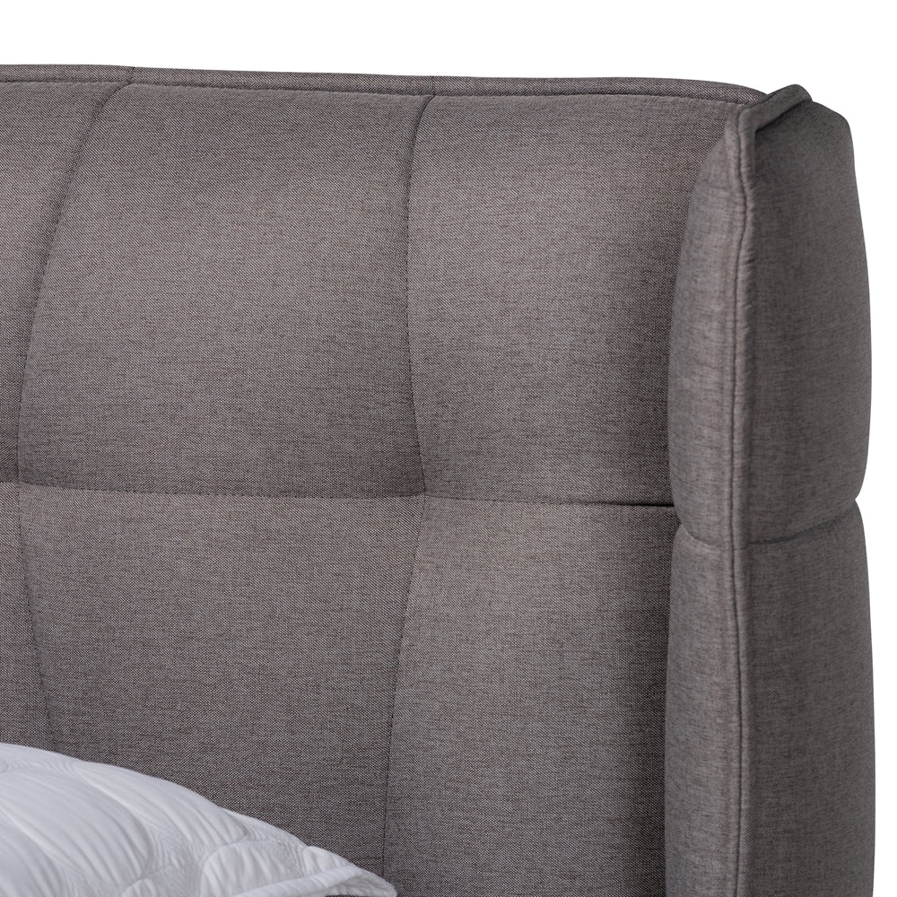 Gretchen Grey Fabric and Walnut Brown Finished Wood Queen Size Bed