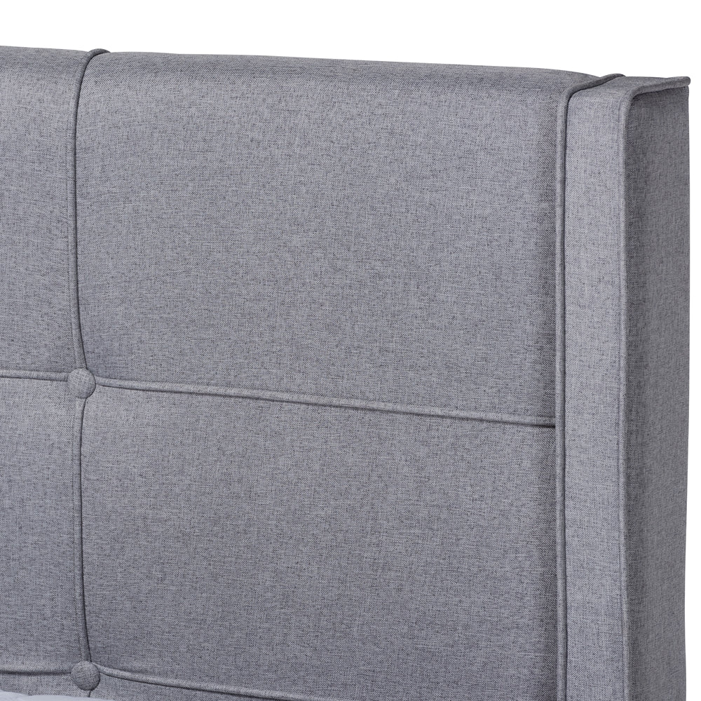 Edmond Grey Fabric and Ash Walnut Brown Finished Full Size Bed