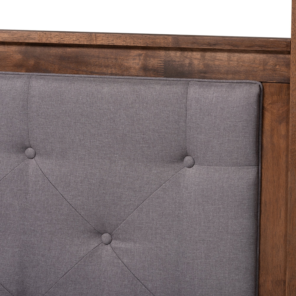 Natasha Grey and Walnut Brown Finished Wood King Size Platform Canopy Bed