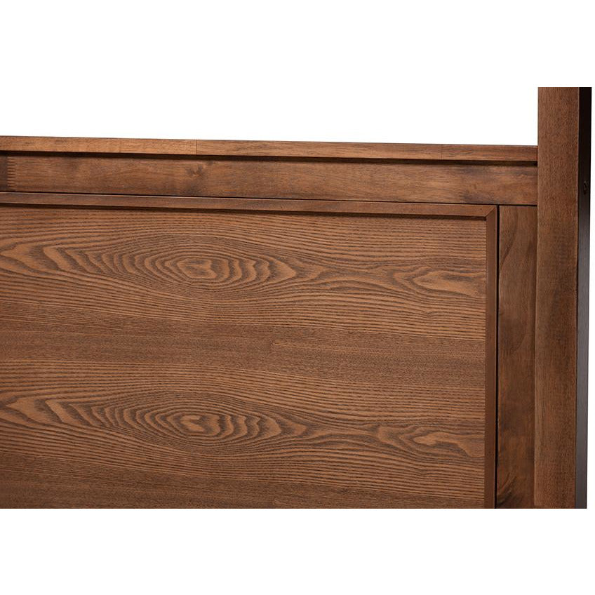 Veronica Walnut Brown Finished Wood King Size Platform Canopy Bed
