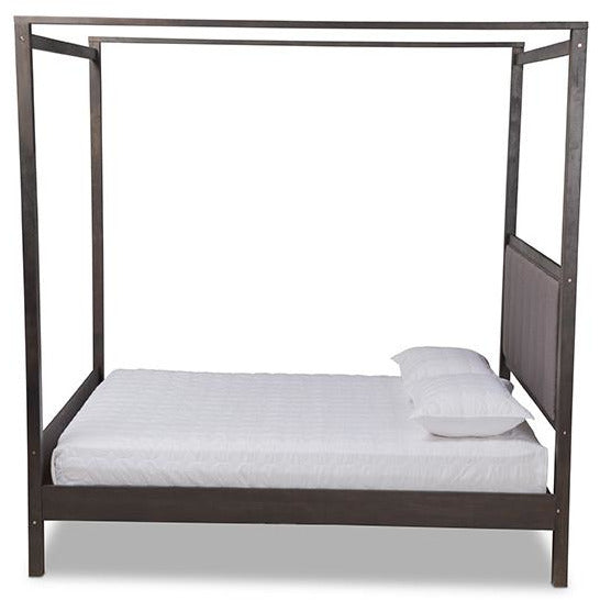Natasha Grey and Dark Grey Oak Finished Wood Queen Size Platform Canopy Bed
