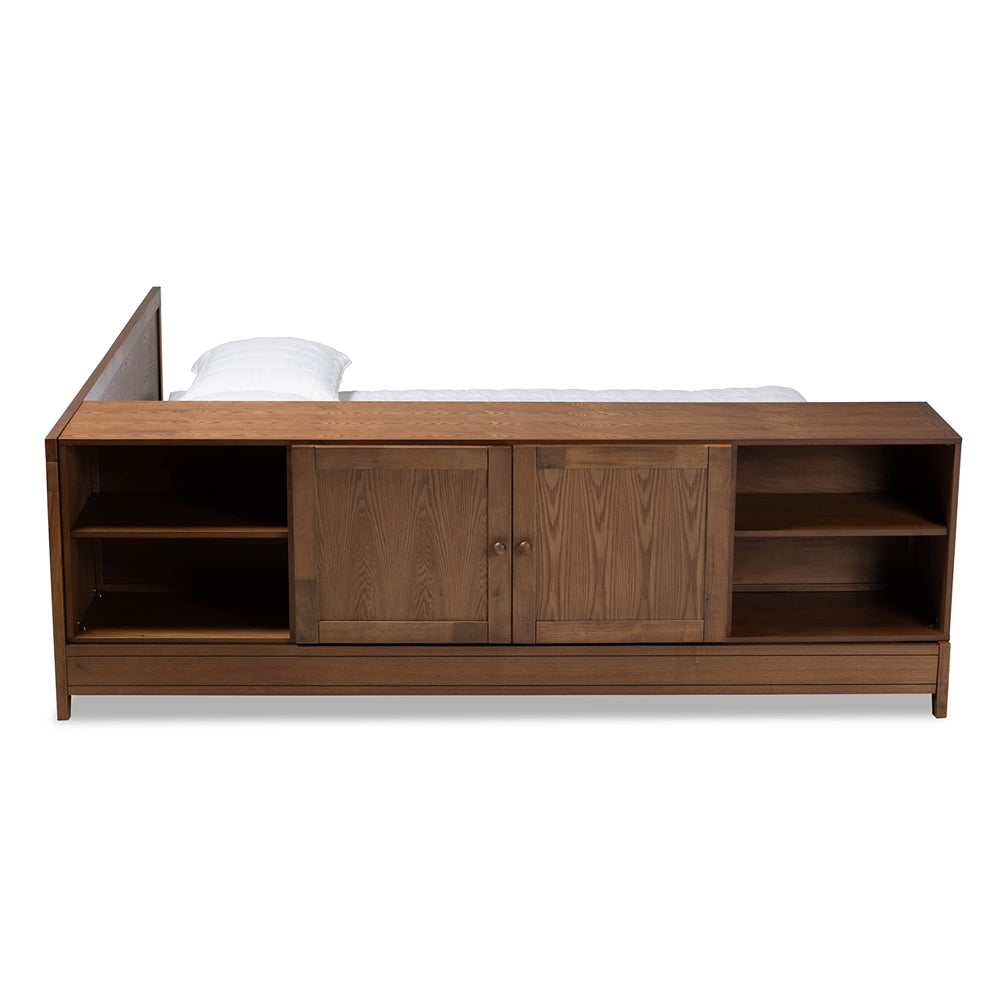 Kaori Walnut Brown Finished Wood Queen Size Platform Storage Bed