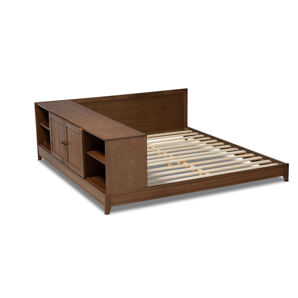 Kaori Walnut Brown Finished Wood Queen Size Platform Storage Bed
