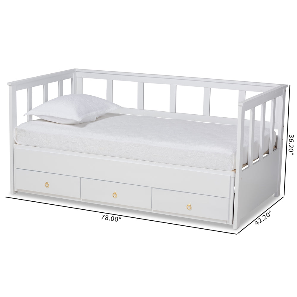 Kendra Modern And Contemporary White Finished Expandable Twin Size To King Size Daybed With Storage Drawers