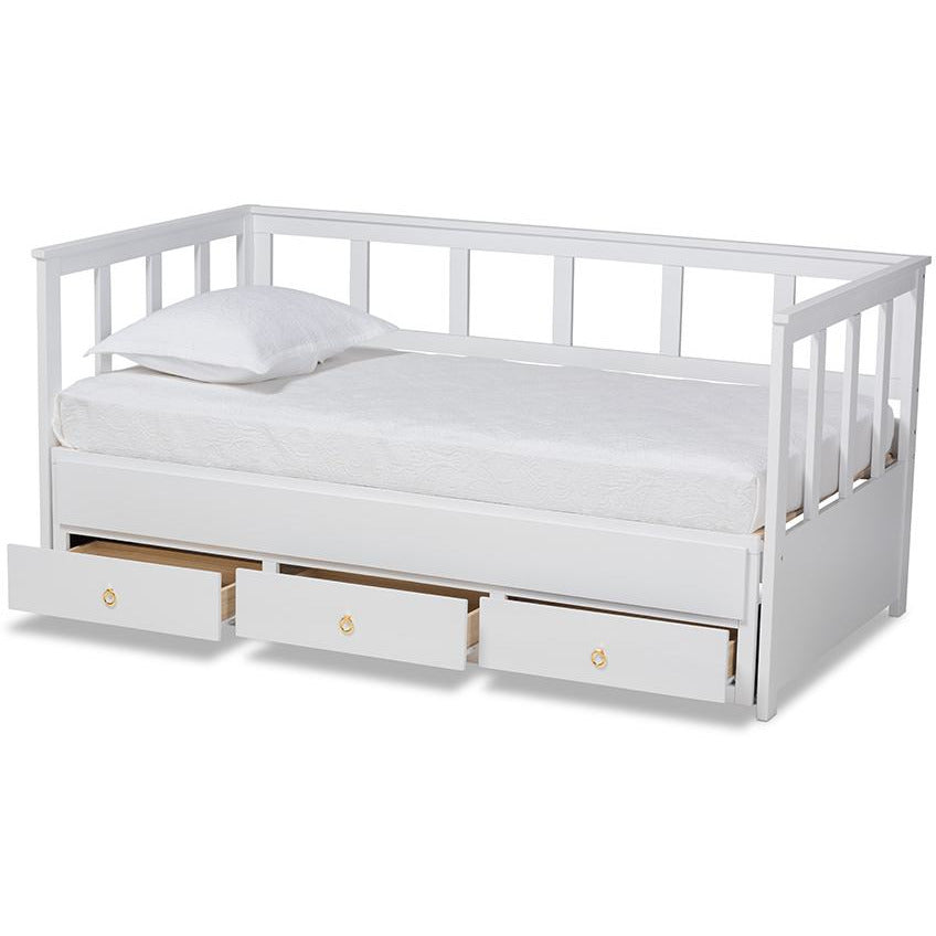 Kendra Modern And Contemporary White Finished Expandable Twin Size To King Size Daybed With Storage Drawers