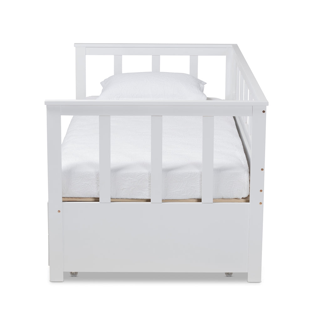 Kendra Modern And Contemporary White Finished Expandable Twin Size To King Size Daybed With Storage Drawers