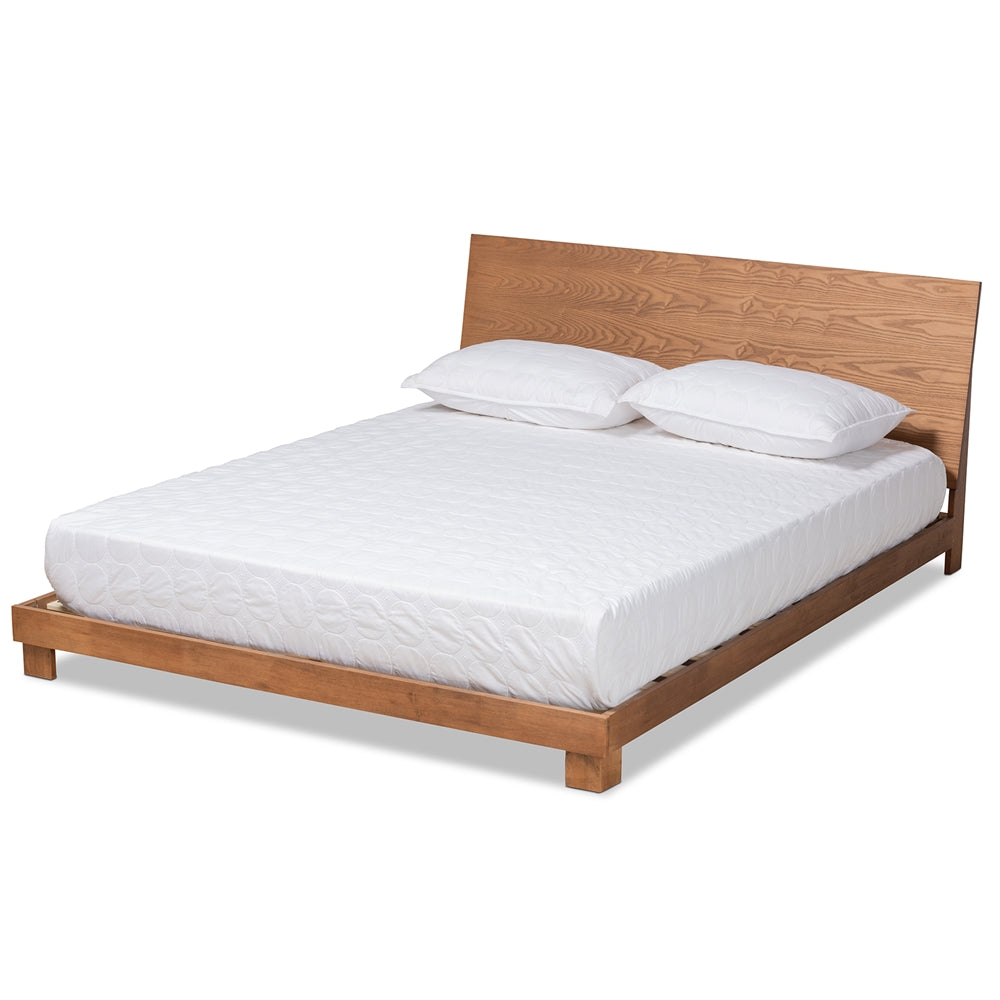Haines Modern And Contemporary Walnut Brown Finish Wood King Size Bed