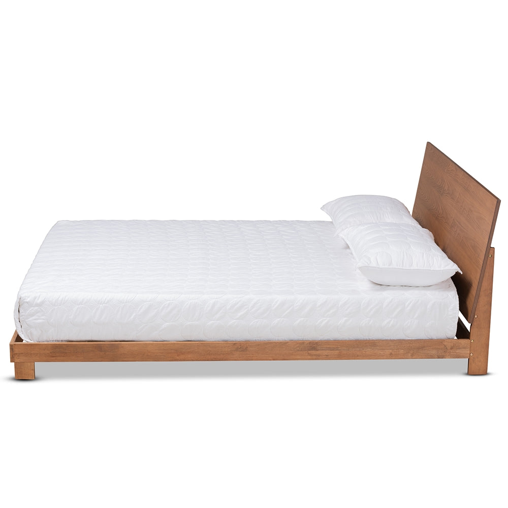 Haines Modern And Contemporary Walnut Brown Finish Wood King Size Bed