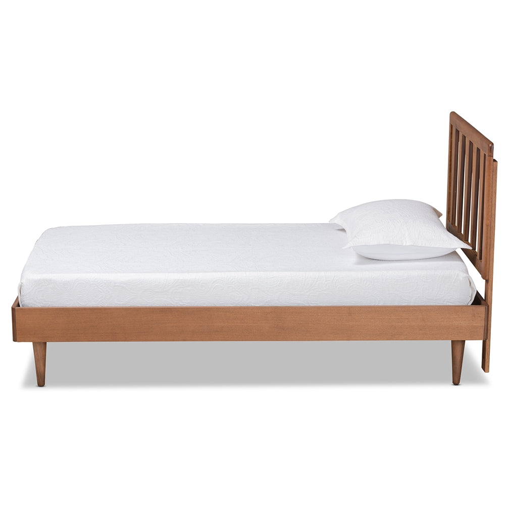 Kuro Walnut Brown Finished Wood Twin Size Platform Bed