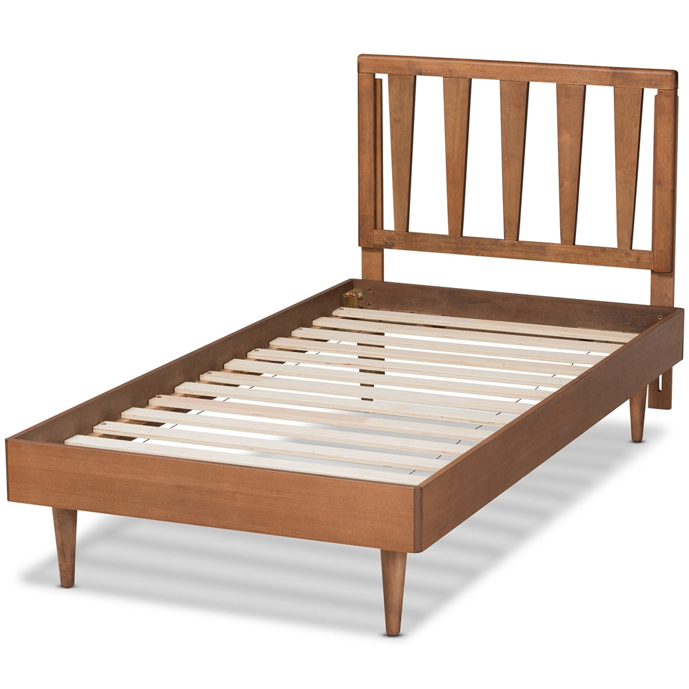 Kuro Walnut Brown Finished Wood Twin Size Platform Bed