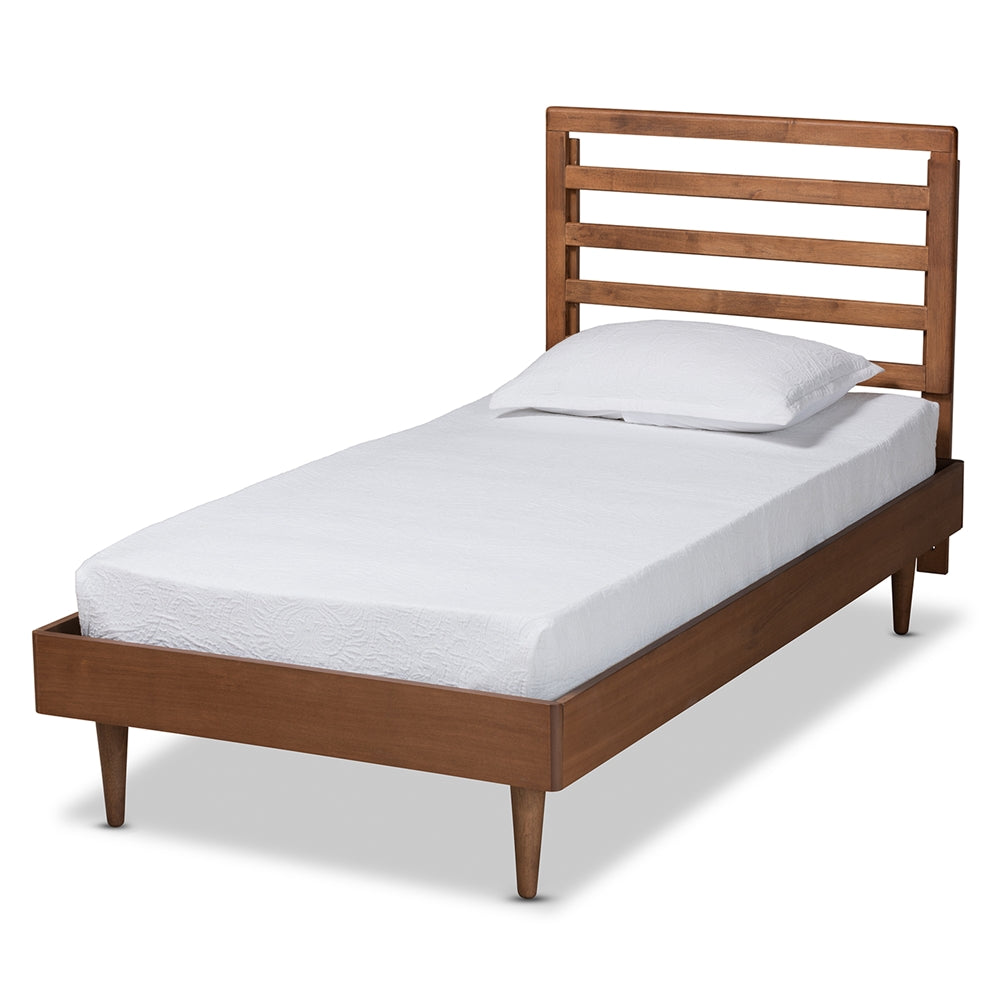 Ryo Walnut Brown Finished Wood Twin Size Platform Bed