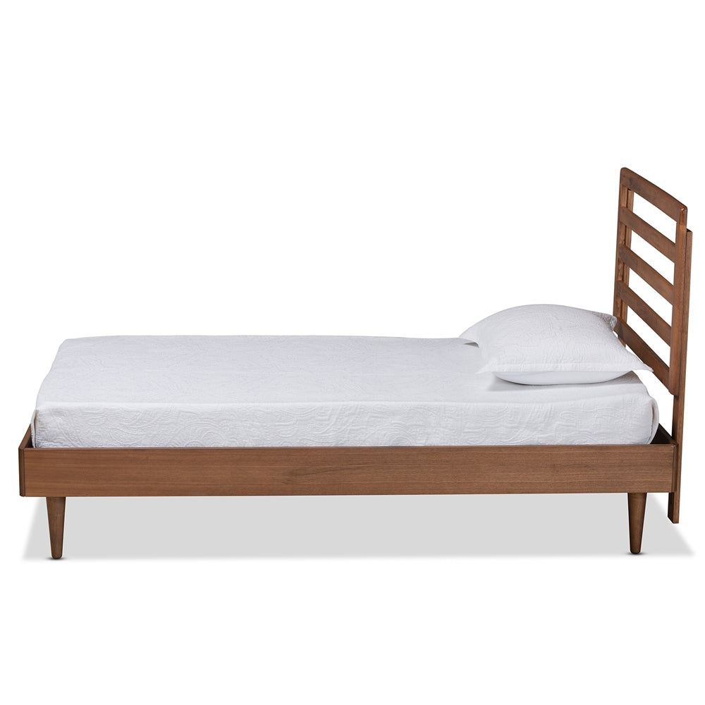 Ryo Walnut Brown Finished Wood Twin Size Platform Bed