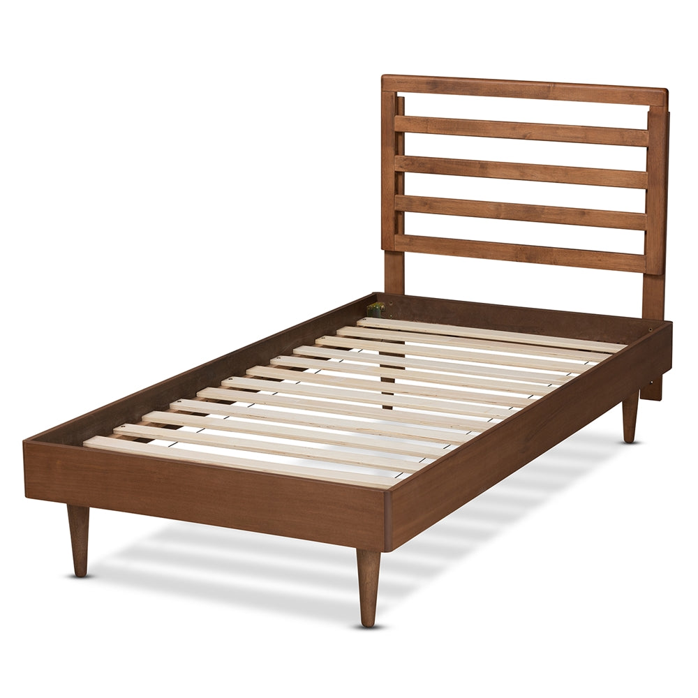 Ryo Walnut Brown Finished Wood Twin Size Platform Bed