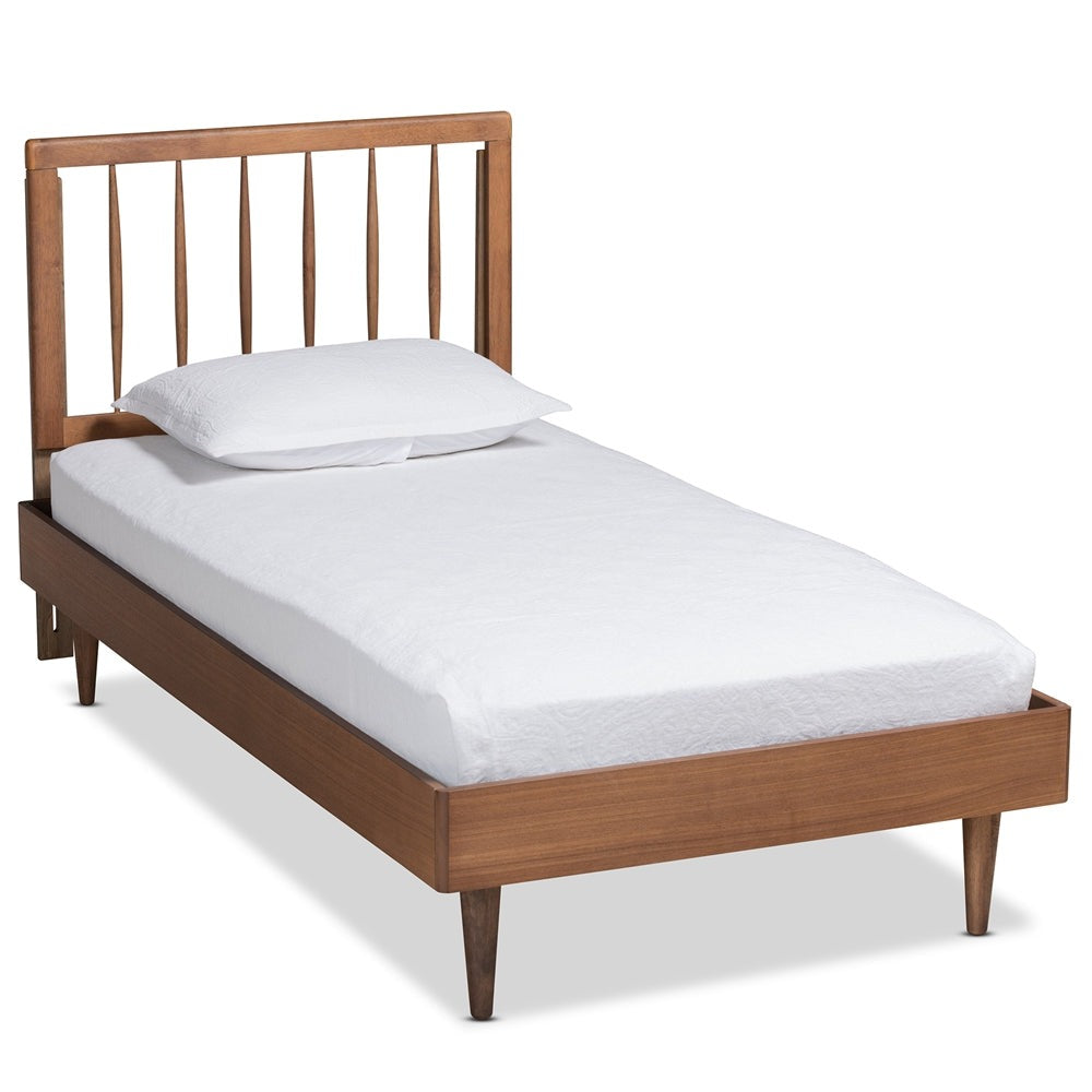 Sora Mid-Century Modern Ash Walnut Finished Wood Twin Size Platform Bed