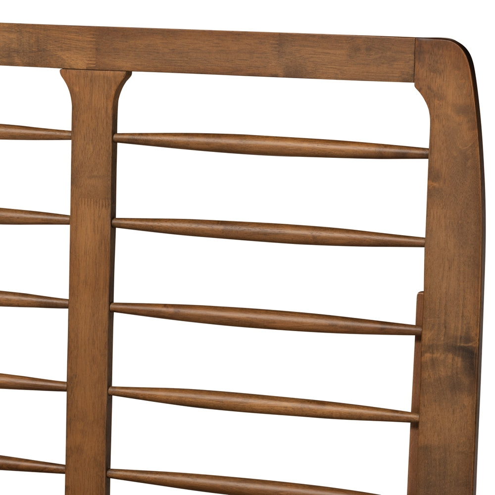 Rayna Mid-Century Modern Style Walnut Brown Finished Wood Twin Size Platform Bed