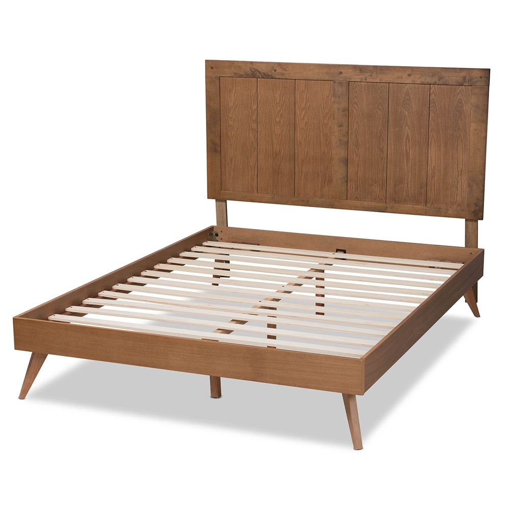 Amira Ash Walnut Finished Wood King Size Platform Bed