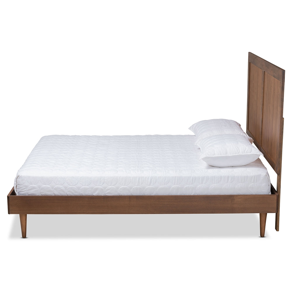 Nicola Ash Walnut Finished Wood Queen Size Platform Bed