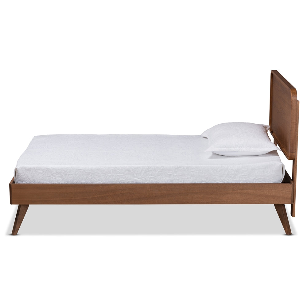 Leola Walnut Brown Finished Wood Twin Size Platform Bed