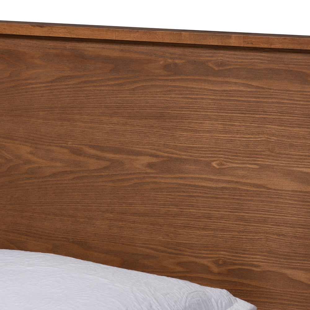 Leola Walnut Brown Finished Wood Twin Size Platform Bed