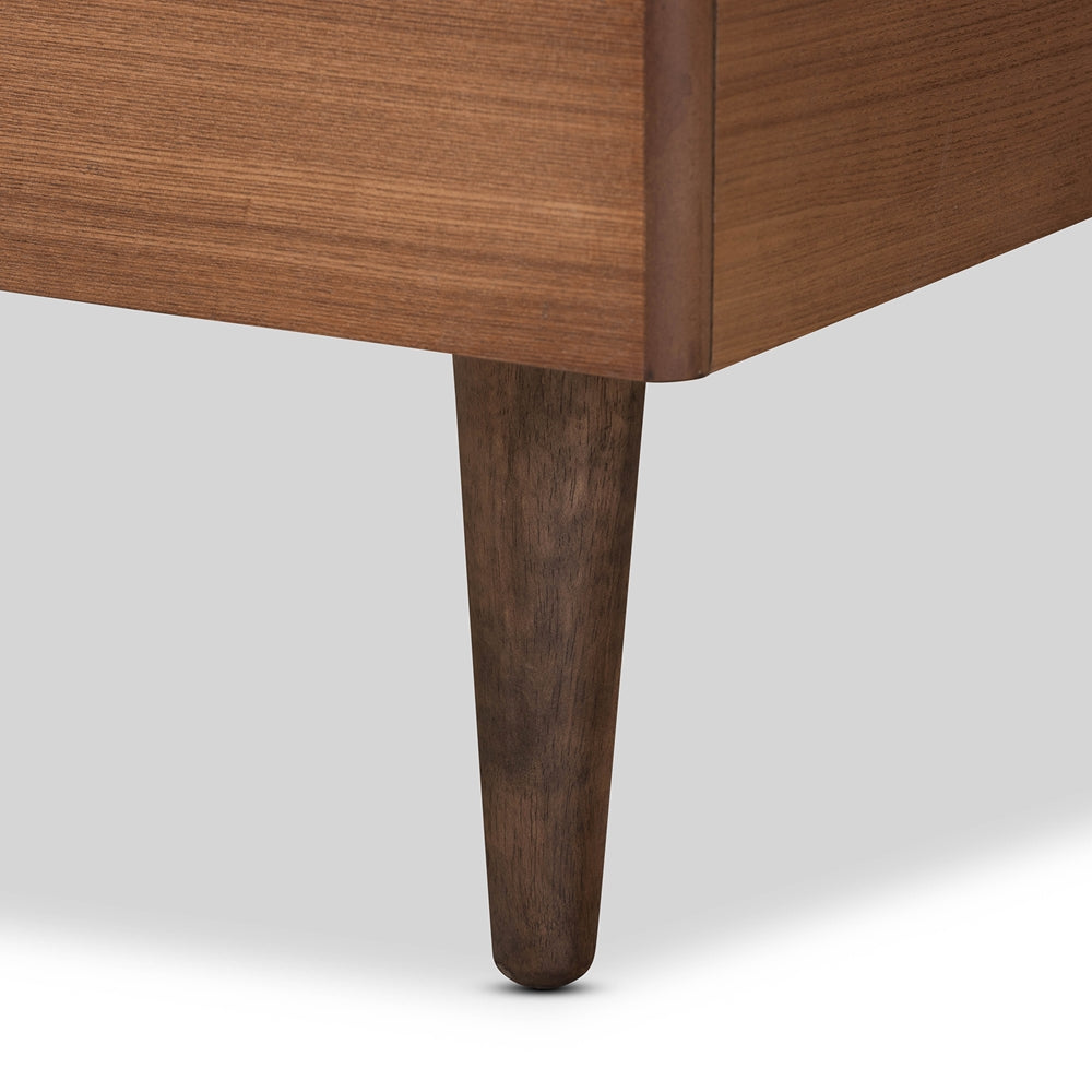 Greta Light Grey Fabric Walnut Brown Finished Wood Twin Size Bed