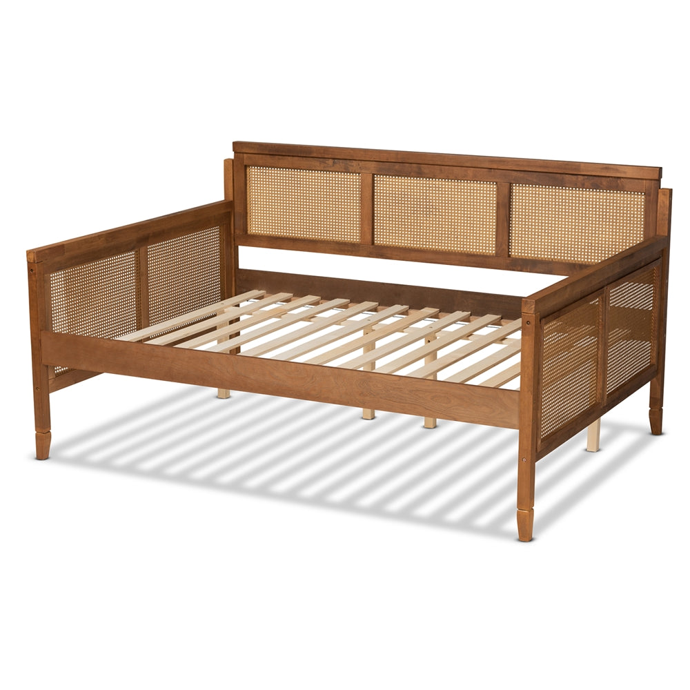 Toveli Ash Walnut Finished Wood And Synthetic Rattan Full Size Daybed