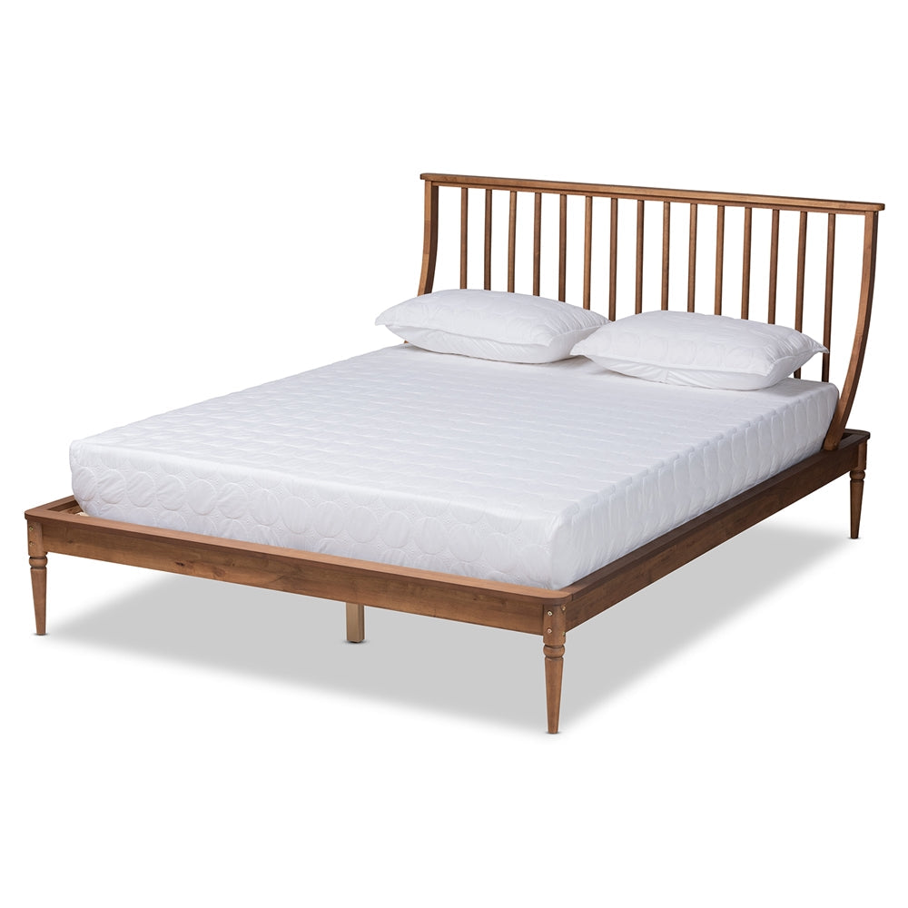 Donahue Abel King Walnut Brown Wood Platform Bed – Mid-Century Style with Tapered Legs