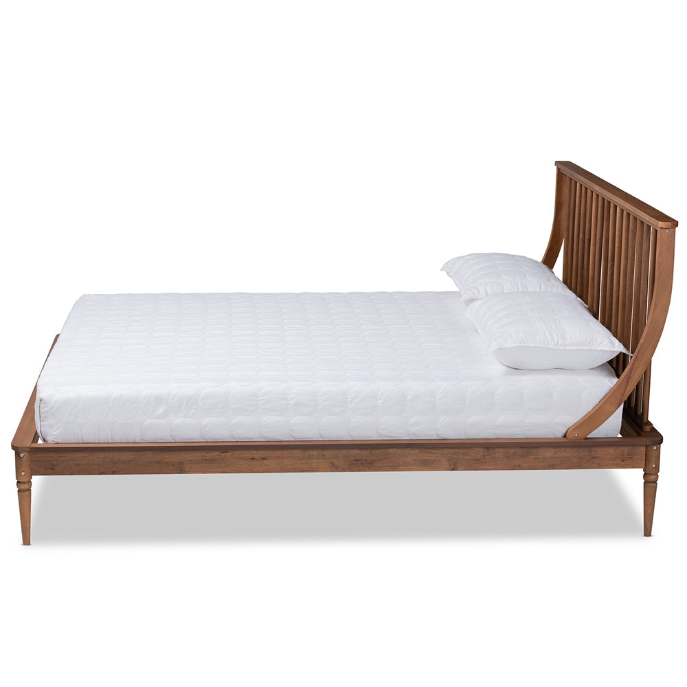 Ligia Abel Full Walnut Brown Wood Platform Bed – Mid-Century Style with Clean Lines