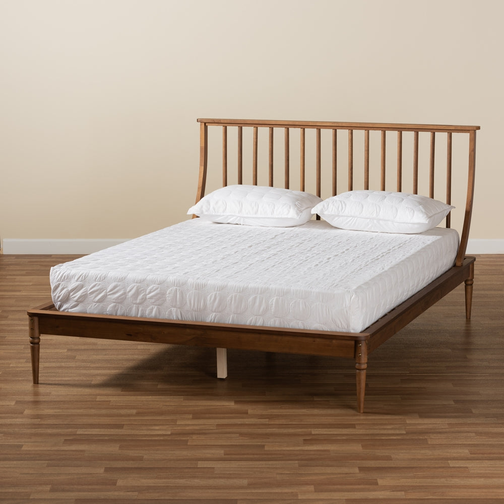 Donahue Abel King Walnut Brown Wood Platform Bed – Mid-Century Style with Tapered Legs