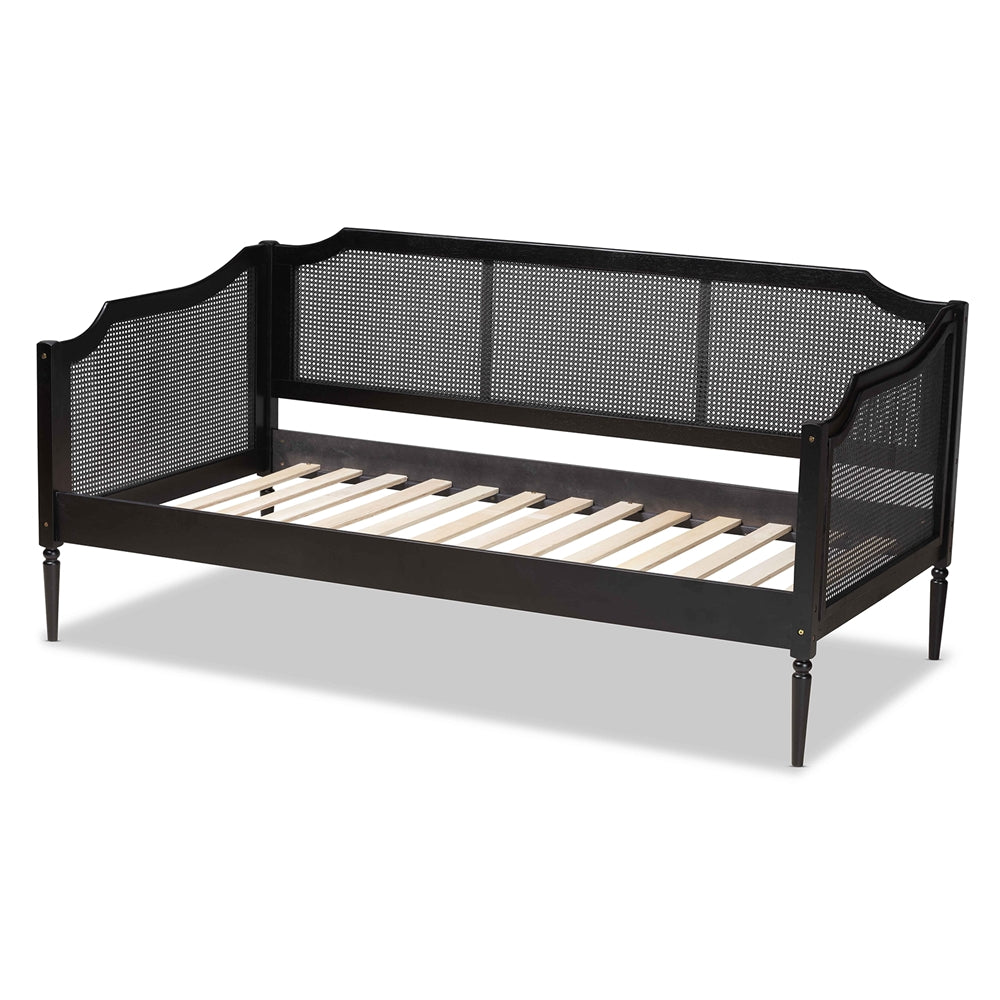 Hancock Charcoal Finished Wood and Synthetic Rattan Twin Size Daybed