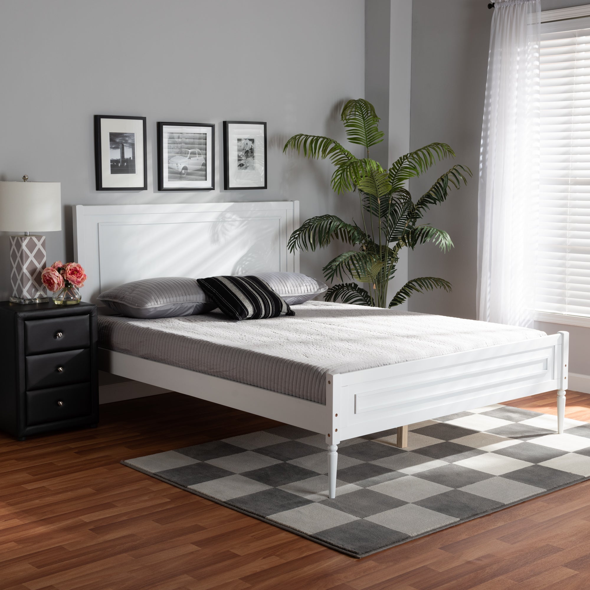 Daniella White Finished Wood Full Size Platform Bed