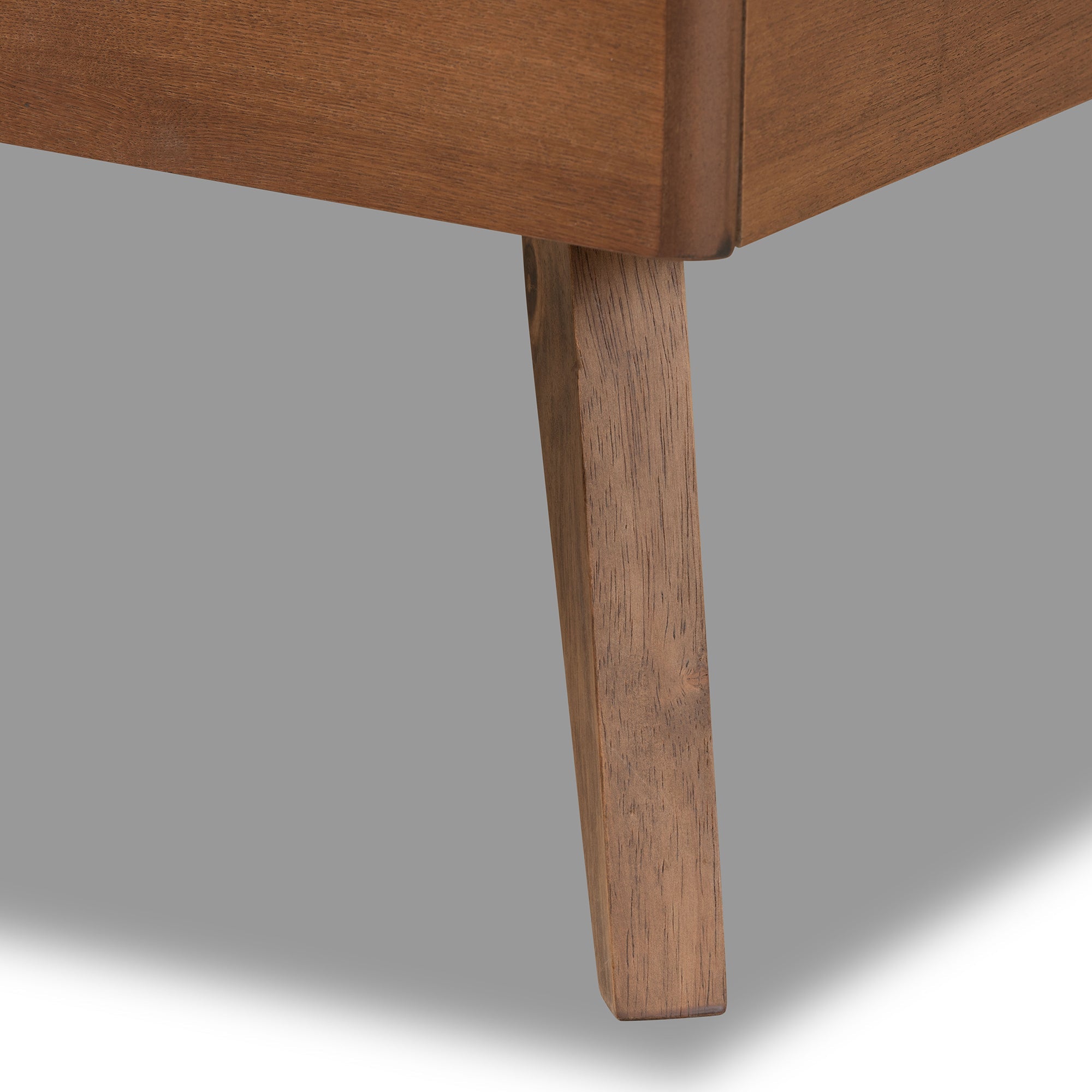 Linn Light Grey Fabric and Walnut Brown Finished Wood Platform Bed
