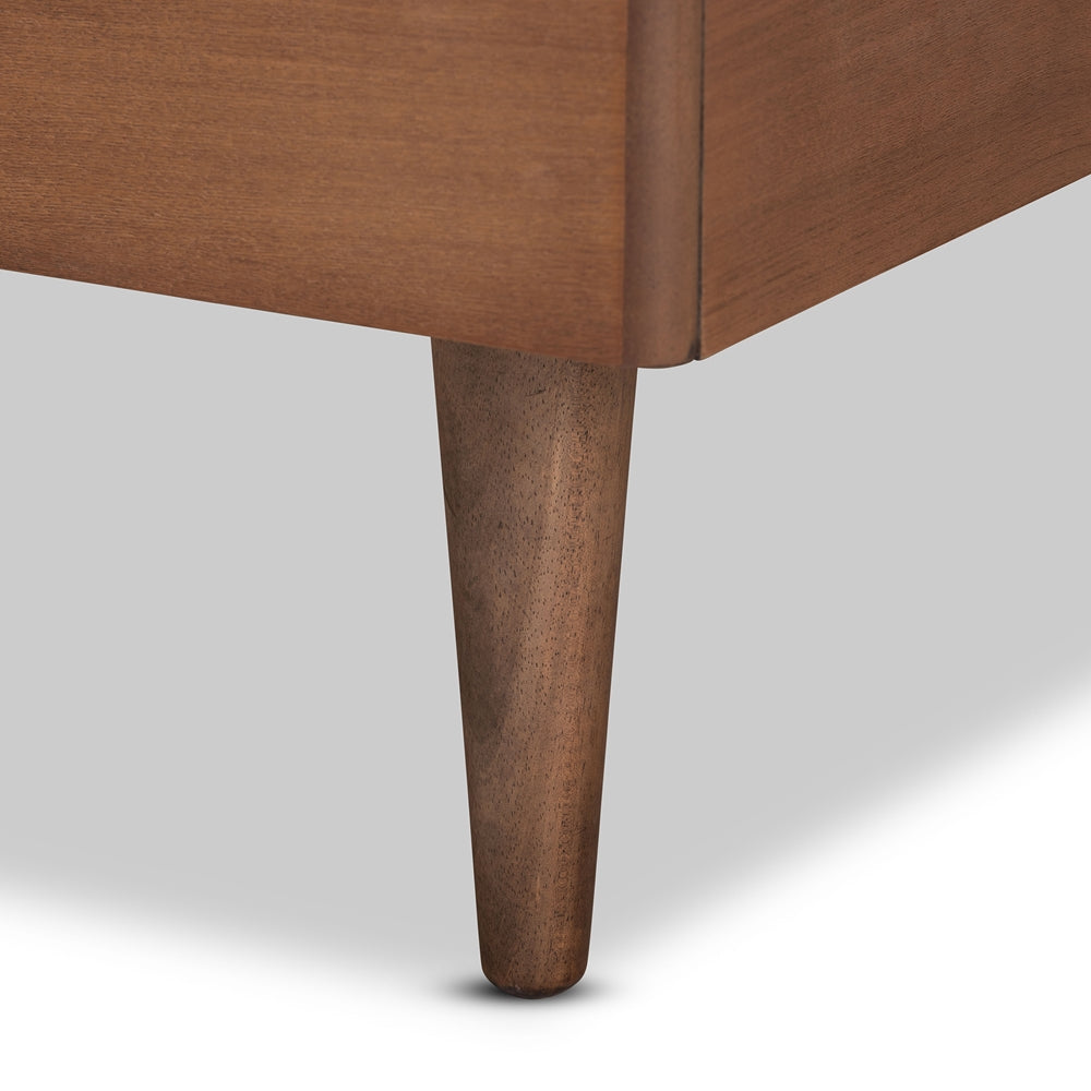 Tasha Light Grey Fabric And Walnut Brown Finished Wood Twin Size Bed