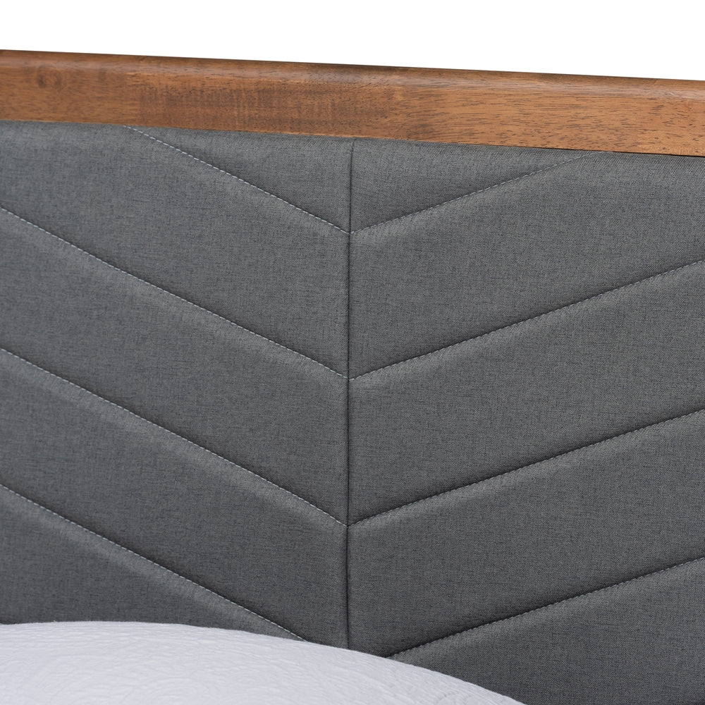 Roze Dark Grey Fabric and Walnut Brown Finished Wood Twin Size Bed