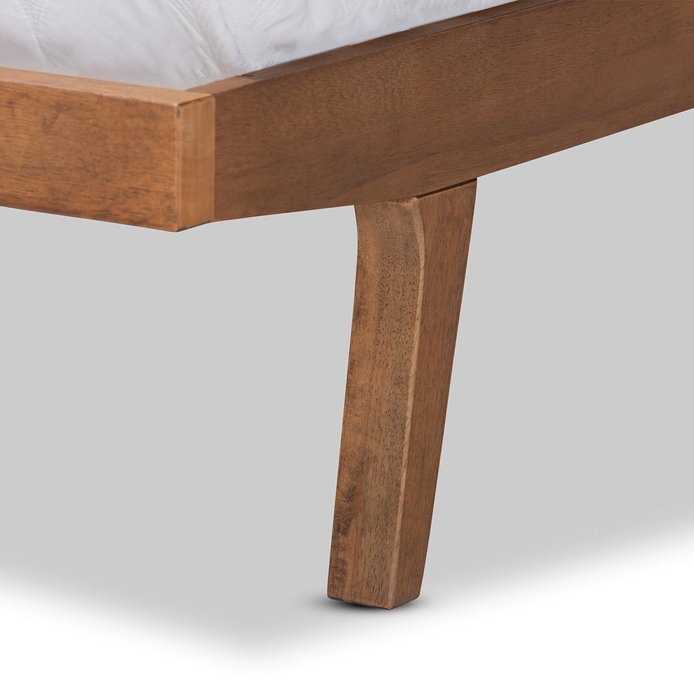 Charcoal Fabric and Walnut Brown Finished Wood King Size Platform Bed