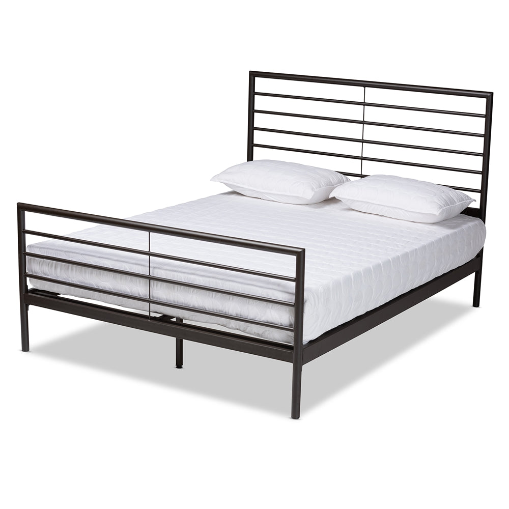Alva Industrial Black Finished Metal Full Size Platform Bed