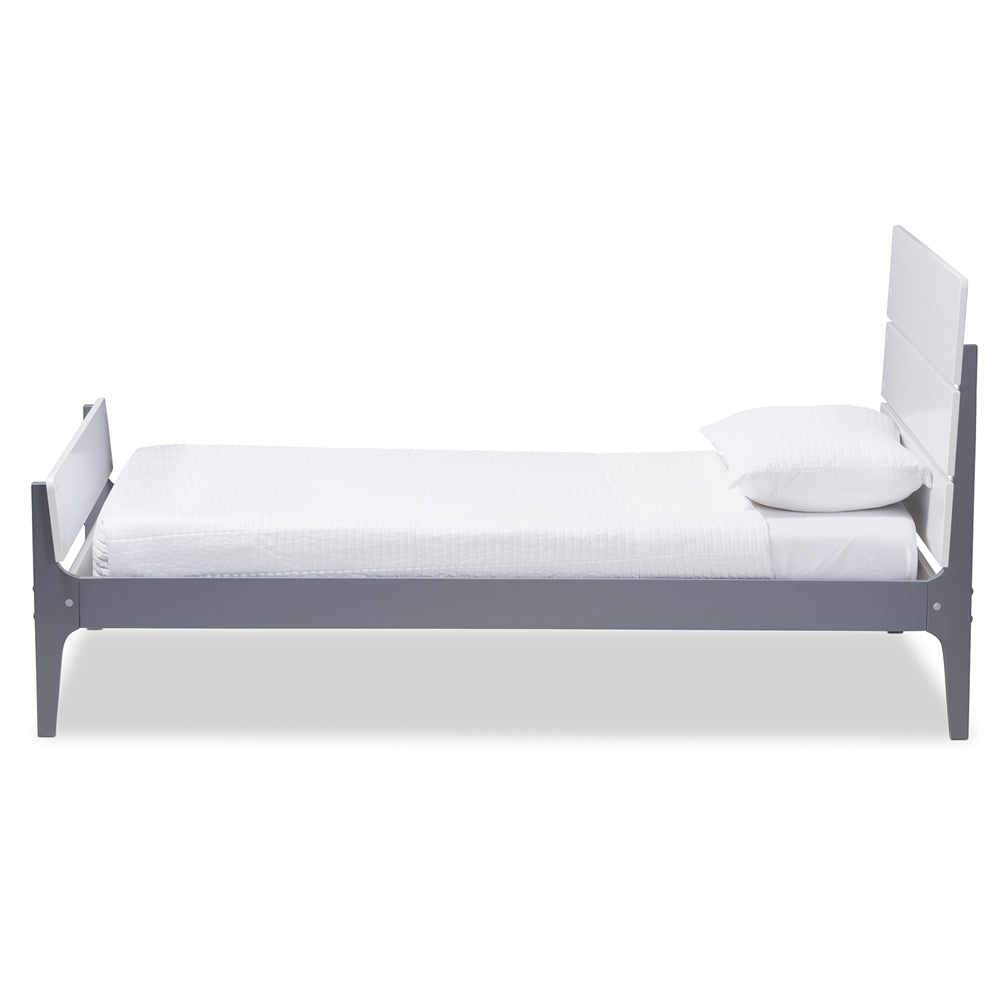 Nereida Classic Mission White And Dark Grey-Finished Wood Twin Platform Bed