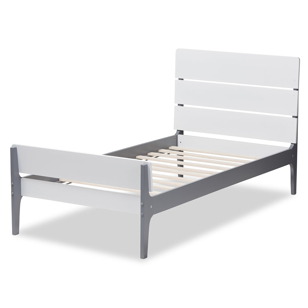 Nereida Classic Mission White And Dark Grey-Finished Wood Twin Platform Bed